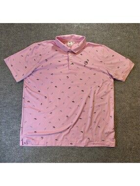 PUMA x Arnold Palmer Polo Men’s Large Pink Umbrella Print Performance Golf Shirt